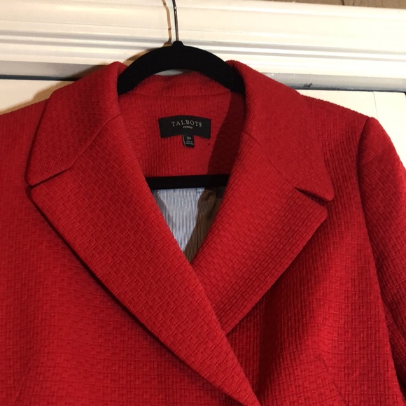 Talbots Double Breasted Textured Red Blazer Front Pockets SZ 10P R1 - Picture 2 of 9